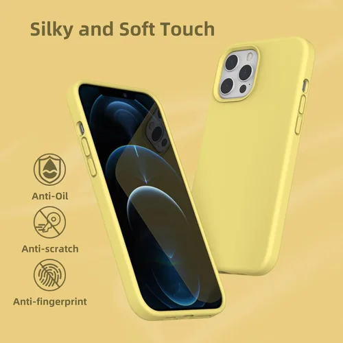 Vista 93 de Funda de silicona líquida compatible con iPhone 12 Pro Max 6.7 pulgadas, funda de gel de protección completa con forro de microfibra, funda