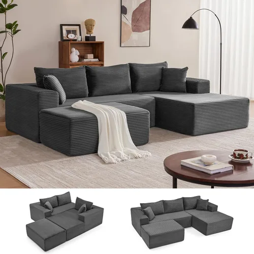 Vista 41 de Mangodan - Sofá seccional en forma de nube, sofá sin huesos para sala de estar, sofá seccional modular con asiento profundo, cómodo sofá de felpa