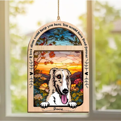 Vista 230 de LOVELYPOD Adorno de Navidad personalizado de sabueso afgano, atrapasoles con nombre, regalos de pérdida de mascotas, regalos para amantes