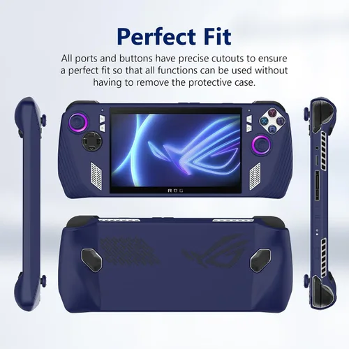 Vista 6 de Funda protectora de silicona para consola de juegos ASUS ROG Ally 2023 a prueba de caídas para ASUS Rog Ally 2023 (azul oscuro)