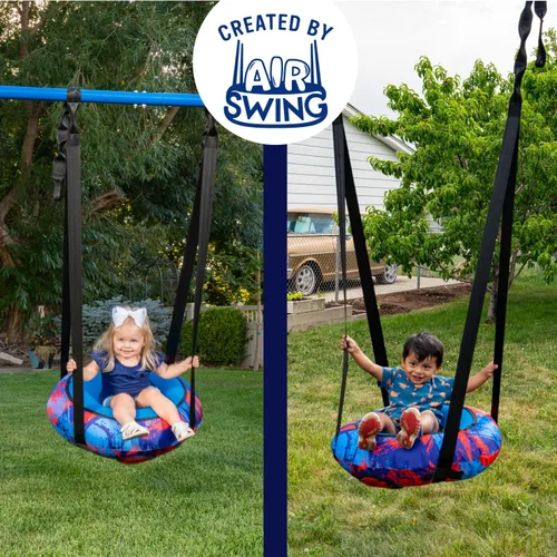 Vista 4 de Columpio de aire redondo duradero de 26 pulgadas para niños pequeños y niños, ideal para patio trasero, sala de juegos interior, juego o casa