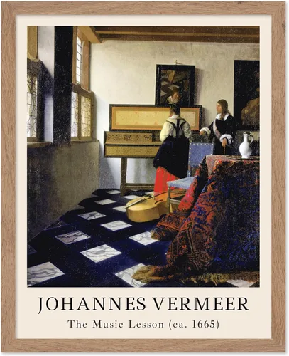 Vista 37 de Poster Master Póster vintage Johannes Vermeer – Impresión de pintura de vista retro de Delft – Vista del arte de Delft – Regalo para hombres