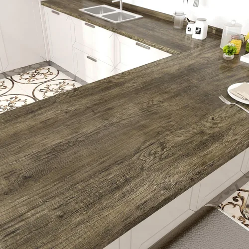 Vista 11 de Papel tapiz autoadhesivo de textura de madera rústica de vinilo marrón, impermeable, para encimera, cocina, gabinetes, envolturas, de 12 x 80
