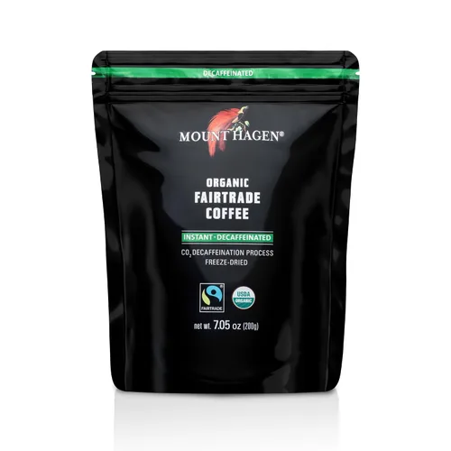 Vista 6 de Mount Hagen Tarro + bolsa resellable descafeinado orgánico liofilizado café instantáneo - Paquete combinado Granos arábica de tostado medio