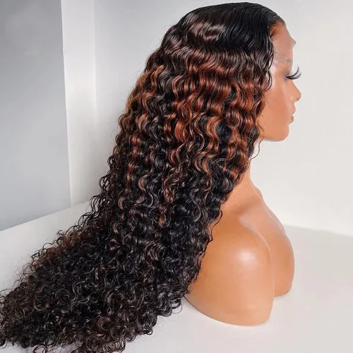 Vista 4 de Pelucas de cabello humano con encaje frontal transparente HD de 13 x 4, color 1B30, línea de cabello natural prearrancada, nudos blanqueados