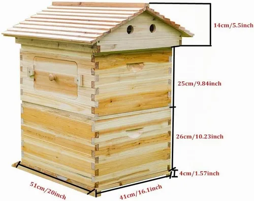 Vista 5 de LANGLANG Kit automático de casa de colmena de abejas de madera con 7 piezas mejoradas de marco automático peine, caja de colmena sin miel.