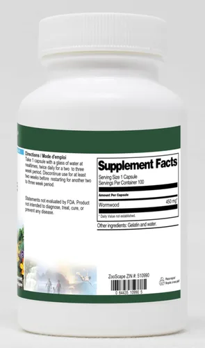 Vista 2 de Hierba de ajenjo (Artemisia Absinthium) - 450 mg (100 Cápsulas, ZIN: 510990)