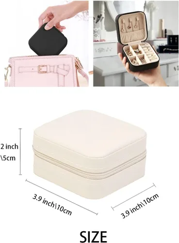 Vista 3 de Joyero de viaje, mini cajas de viaje portátiles para joyas, pequeño organizador de joyas para anillos, aretes, colgantes, relojes, collares, lápices