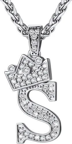 Vista 41 de U7 Crown Initial Number Necklace for Men Women A-Z Letter Pendant Chain a. Oro
