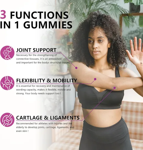 Vista 8 de GGlucosamina Gomitas de condroitina sin azúcar, extra fuerte, 1500 mg de glucosamina con condroitina MSM y cúrcuma, suplemento de apoyo articular