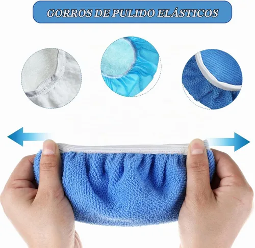 Vista 4 de 20 Piezas Almohadillas Pulidoras Orbitales para Automóvil Capó de Almohadilla de Microfibra Max Capó de Pulido y Abrillantado Cubierta de Azul