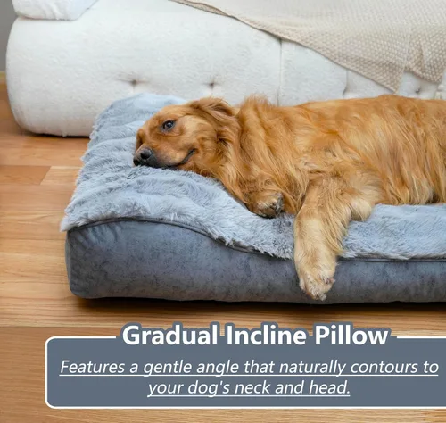 Vista 3 de Cama para perros pequeños con almohada suave de ángulo bajo. Tela de cama de lujo cómoda y suave. Con parte inferior antideslizante, cama lavable