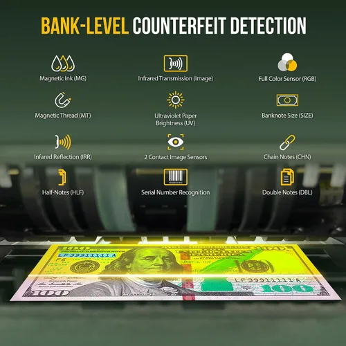 Vista 4 de KOLIBRI Máquina de contador de dinero I Pantalla LCD I Grado de negocio I Avanzado 2CIS/UV/MG/IR/MT/DD/HLF/SN Detección de IRT I Denominación mixta