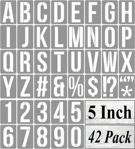 Vista 11 de Plantillas de letras del alfabeto de 1 pulgada para pintar, paquete de 42 plantillas de letras y números con letreros para pintar sobre madera