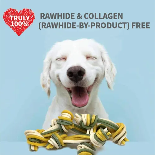 Vista 8 de LuvChew Trata de perro de hilo dental triple libre de cuero crudo 15 unids/bolsa