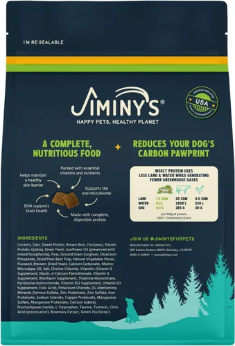 Vista 6 de Jiminy's Cravin' Cricket Alimento seco para perros, estómago sensible, salud intestinal mejorada, probiótico y prebiótico, hipoalergénico, con menor
