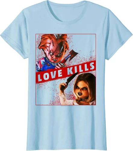 Vista 24 de Child's Play Chucky and Tiffany Love Kills T-Shirt Asphalt Grey