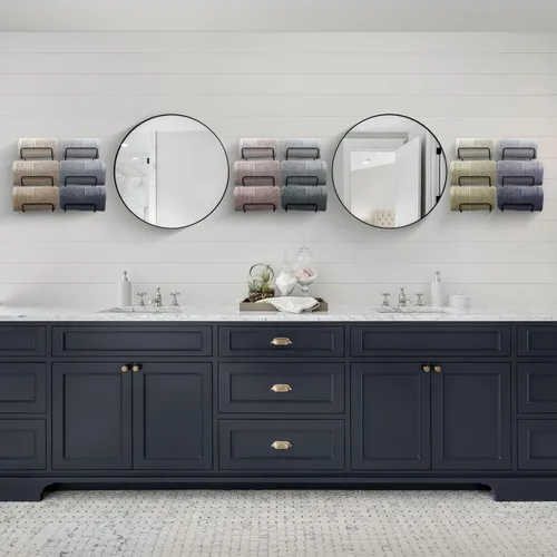 Vista 4 de Sorbus Toallero para pared de baño, 6 niveles para colgar toallas de baño, toallas de baño, ropa de cama, estantes negros para baño, spa, salón