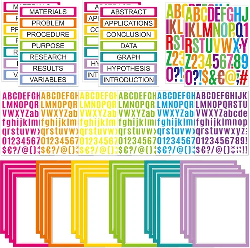 Vista 12 de PerKoop 36 hojas de suministros para tableros de póster de feria científica, 24 subtítulos autoadhesivos para presentación, 4 títulos para proyectos