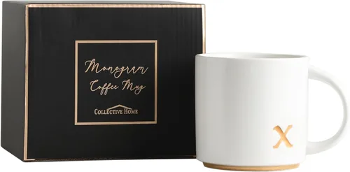 Vista 9 de COLLECTIVE HOME - Tazas de cerámica con monograma, tazas de café con inicial dorada de 15 onzas, elegantes tazas de té del alfabeto, elegante taza p