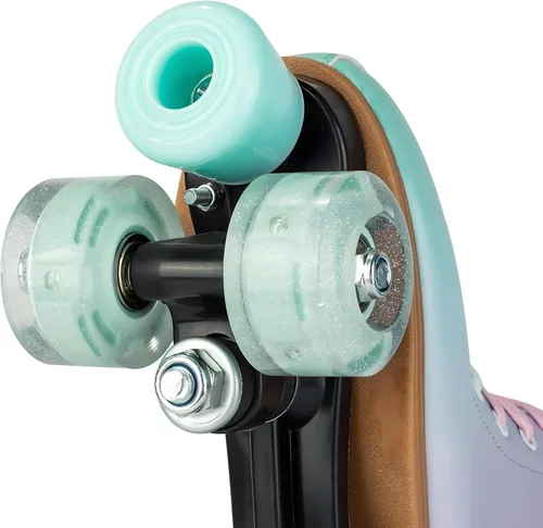 Vista 8 de jessie Roller Skates Women, PU Leather Flash Women Roller Skates, Fantasy Adjustable Purple Green Four-Wheel Beginner Adult Roller Skates Girl