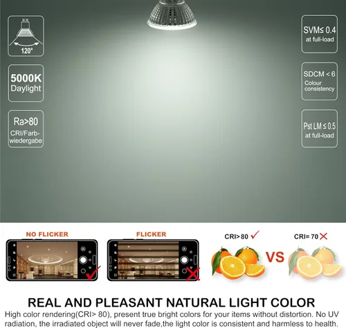 Vista 3 de EACLL MR16 GU10 LED Bulb Dimmable, 5000K Daylight, 7W Equivalent 75W, 25,000 Hours Lifetime, Energy Efficient Light, 750 Lumens 120 Degree Flood
