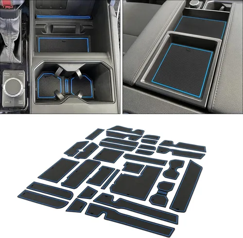 Vista 8 de Portavasos Insertos de bolsillo de puerta para Toyota Tundra 2014-2021 Negro (Black Trim)