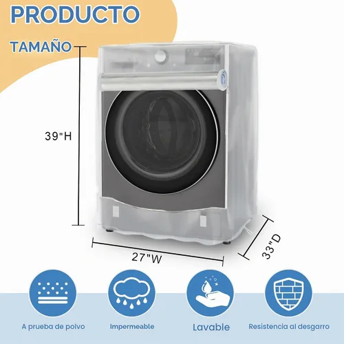 Vista 2 de Funda para lavadora y secadora, fundas para lavadora y secadora, cubierta para lavadora y secadora, para máquina de carga frontal impermeable y a