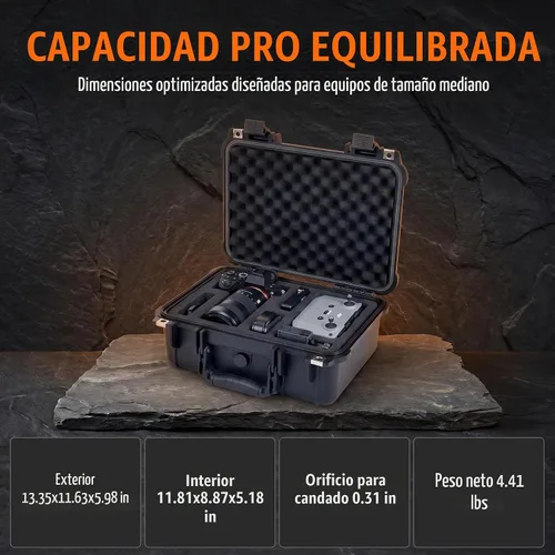 Vista 7 de MEIJIA - Funda rígida impermeable para cámara IP67 para todo tipo de clima, funda protectora rígida, con espuma personalizable, compatible con Negro