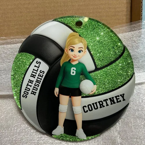 Vista 2 de NONI Adorno de efecto 3D personalizado para jugador de voleibol, regalo único para amantes del voleibol, jugadores y amigos, recuerdo de decoración