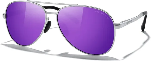 Vista 3 de MERRY'S Lentes de sol de aviador para hombres y mujeres, lentes polarizados para conducir, lentes espejados, protección UV 400, 2.283 in