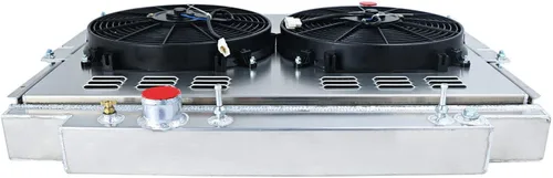 Vista 4 de Radiador compatible con Ford F250 F350 F450 F59 Pickup Truck 6.9L 7.3L V8 Diesel, 4 filas de aluminio completo + 2 ventiladores de 14 pulgadas +