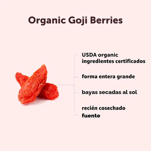 Vista 2 de Micro Ingredients Bayas de Goji Orgánicas, 1Lb (16oz) Grandes Bayas Enteras Secas al Sol Superalimento Crudo de Lycium Barbarum Sabor Natural