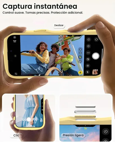 Vista 5 de ORNARTO Funda para iPhone 17 Pro de 6.3", silicona líquida ondulada a prueba de golpes con protección contra caídas y botón de control de cámara