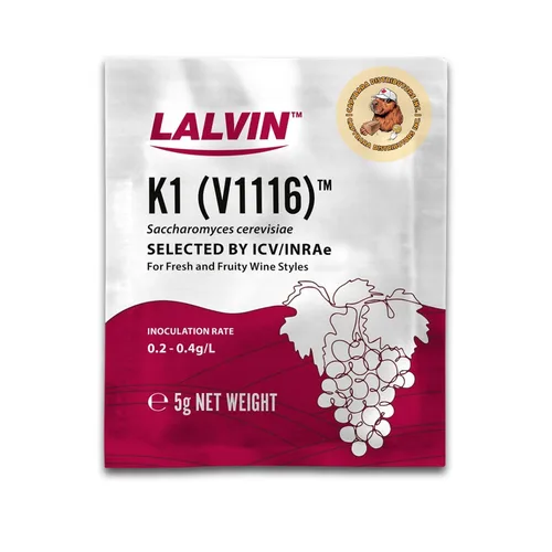 Vista 2 de Levadura de vino Lalvin K1-V1116 (paquete de 10) - Haz vino, sidra, aguamiel y kombucha en casa - Sobres de 5 g - Saccharomyces cerevisiae - Vendido