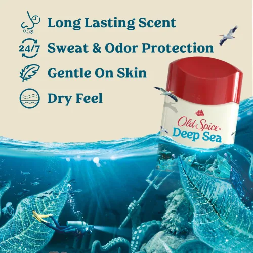 Vista 2 de Old Spice Dry Feel Desodorante antitranspirante para hombres, frescura de larga duración 24/7, protección contra el sudor y el olor 24/7, suave