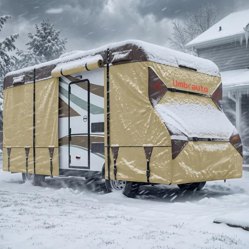 Vista 15 de Cubierta para camioneta camper para campers deslizables de 6–8 pies – Cubierta impermeable para RV Oxford 300D, con revestimiento plateado