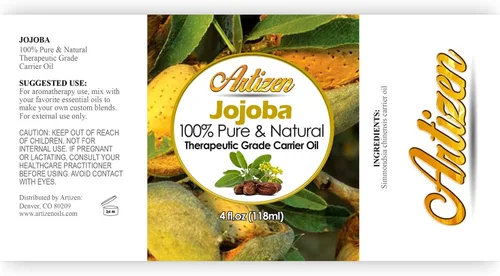 Vista 2 de Artizen Aceite de jojoba 100% puro (botella enorme de 4 onzas) Aceite de jojoba totalmente natural, prensado en frío, hidratante perfecto