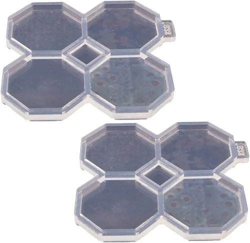 Vista 4 de 2 moldes de resina octágono de 1.7 pulgadas, molde de silicona epoxi para carrete de insignias, diseño holográfico de bricolaje