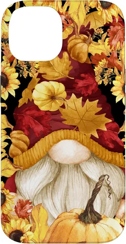 Vista 4 de iPhone 16 Lindos accesorios de otoño otoño con calabaza girasol gnomo caso