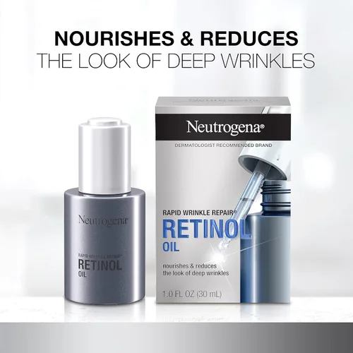 Vista 3 de Neutrogena Aceite facial de retinol de reparación rápida de arrugas, suero facial antienvejecimiento diario para combatir líneas finas, arrugas