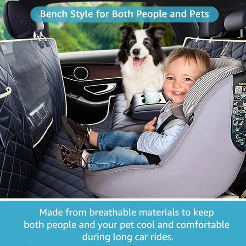 Vista 6 de Lassie Hamaca 4 en 1 de cobertura completa para automóvil, 100% impermeable, fundas de asiento de coche para asiento trasero con ventana de malla