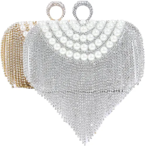 Vista 5 de Damara Womens Glitter Rhinestone Tassel Perla Curve bolso