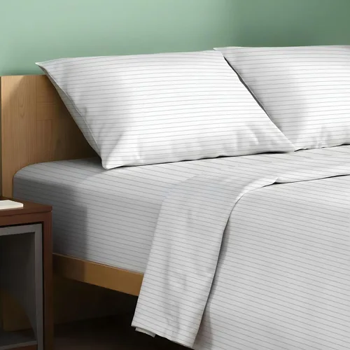 Vista 17 de TEXAS LINEN CO. Paquete de 2 juegos de sábanas de percal de algodón 100% orgánico, suaves, transpirables y refrescantes, con esquinas profundas