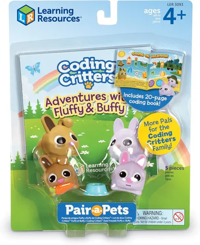 Vista 3 de Learning Resources Coding Critters Pair a Pets Bunnies Fluffy & Buffy, juguete de codificación temprana sin pantalla para niños, juguete interactivo