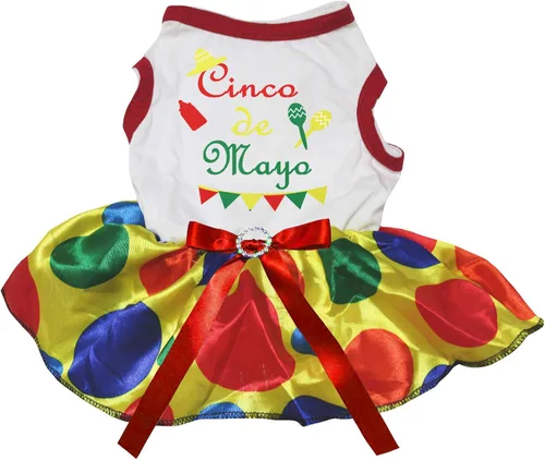 Vista 2 de Petitebella Cinco De Mayo - Vestido para cachorro estilo carnaval (negro/verde, talla XS)