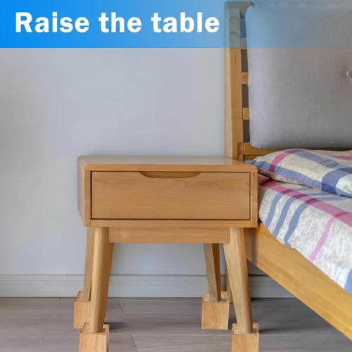 Vista 5 de GNIEMCKIN Juego de 4 elevadores de cama de madera, 4 pulgadas de alto, elevadores de muebles de madera natural, elevadores de sofá resistentes