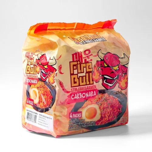 Vista 8 de Ramen Fire Bull - Ramen salteado de carbonara picante intenso Auténtico calor coreano se une a la delicia sabrosa Fideos gruesos y masticables