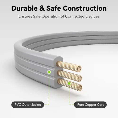Vista 2 de BN-LINK Cable de extensión para electrodomésticos de 3 pies, cable de alimentación resistente de 15 amperios, 14/3 SPT-3, enchufe plano con conexión