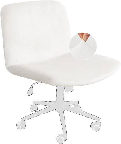 Vista 10 de NICEEC Funda para silla cruzada sin brazos, para oficina, dormitorio, escritorio, tocador, computadora, respaldo medio, asiento ancho sin protector